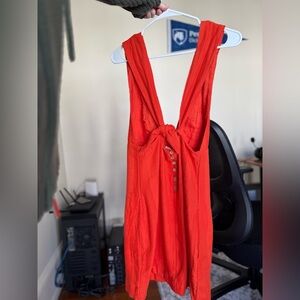 Free People deep plunge dress / orange / medium